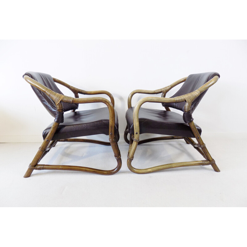 Pair of  vintage Bamboo lounge chairs Danish