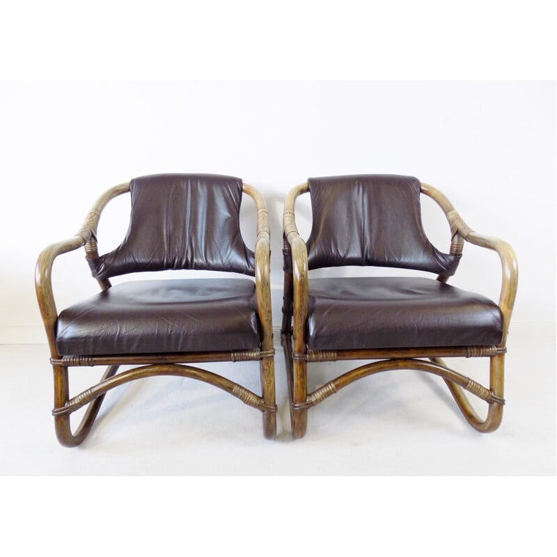 Pair of  vintage Bamboo lounge chairs Danish