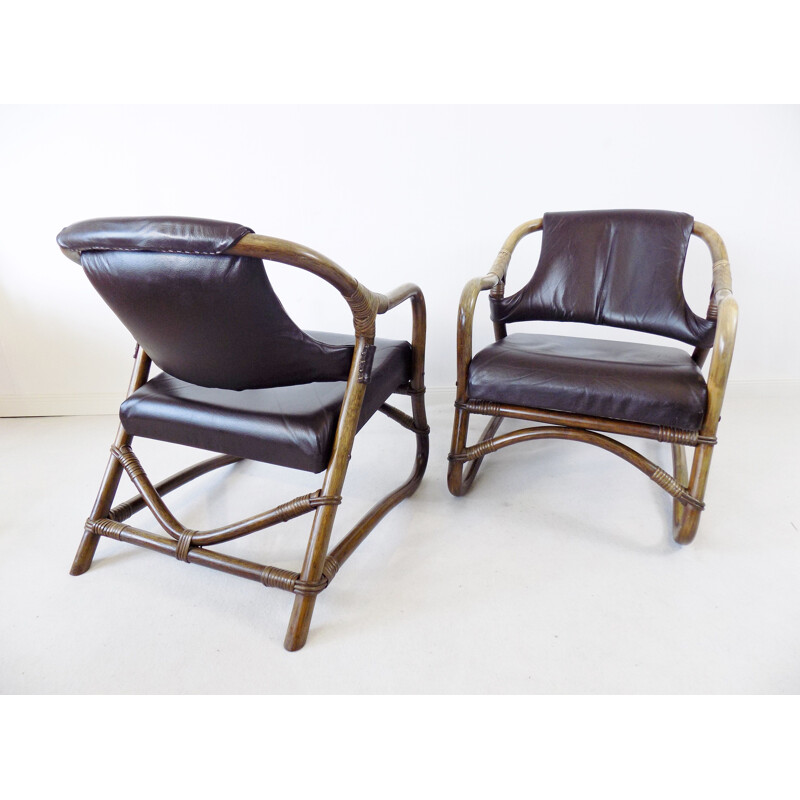 Pair of  vintage Bamboo lounge chairs Danish