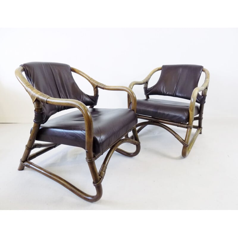 Pair of  vintage Bamboo lounge chairs Danish