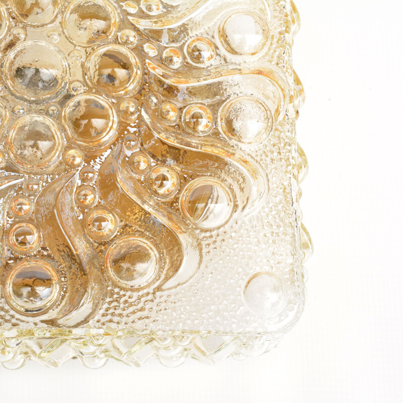 Vintage glass ceiling lamp Germany, 1970