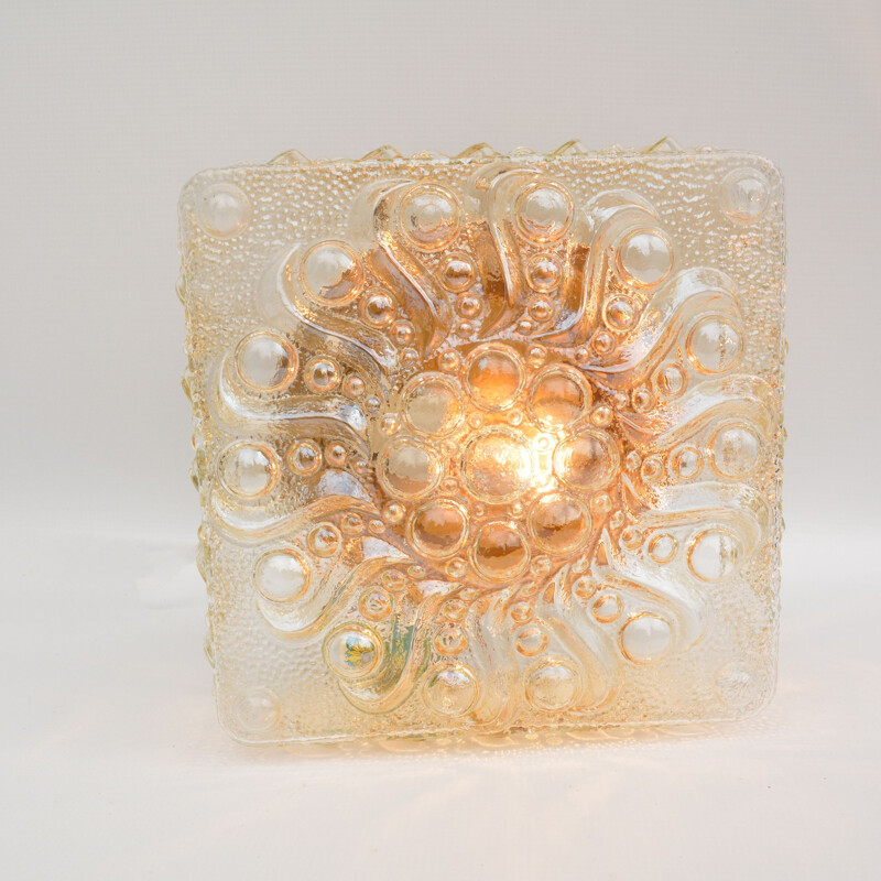 Vintage glass ceiling lamp Germany, 1970