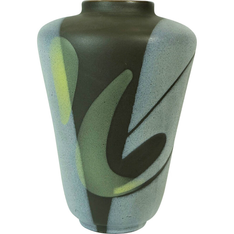 Karlsruher Majolika abstract decor vase, Fridegart GLATSLE -1956