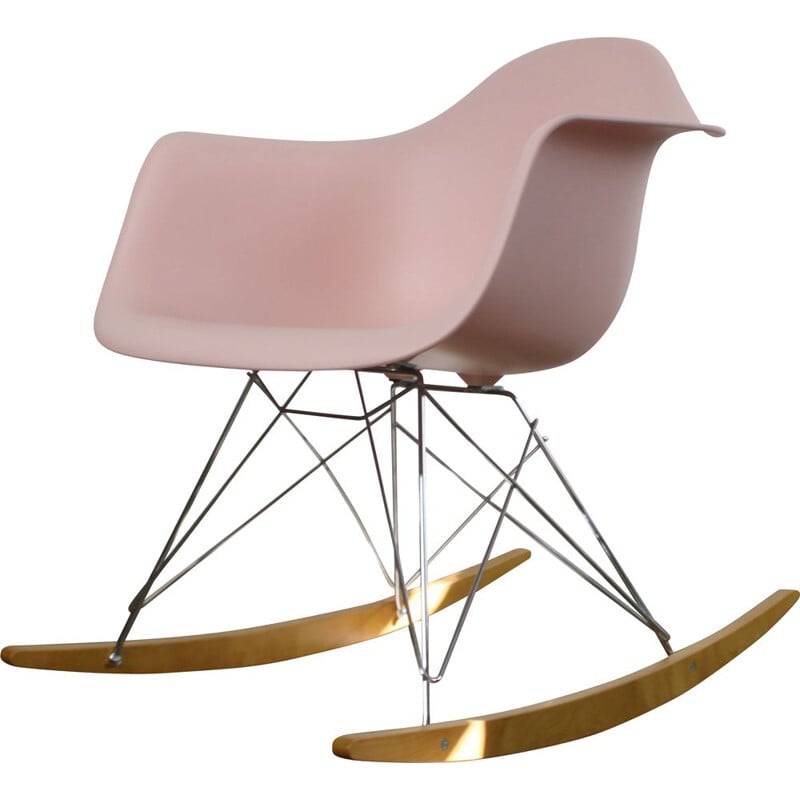 Vintage pink rocker plastic RAR Chair by Charles Eames for Vitra