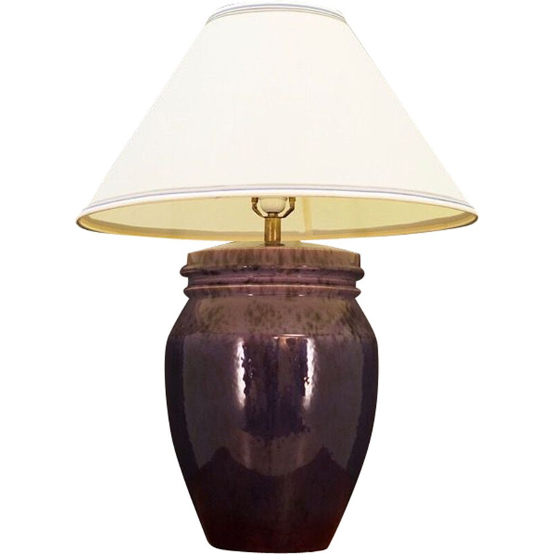 Lampe vintage en céramique de couleur violette Danois 1970