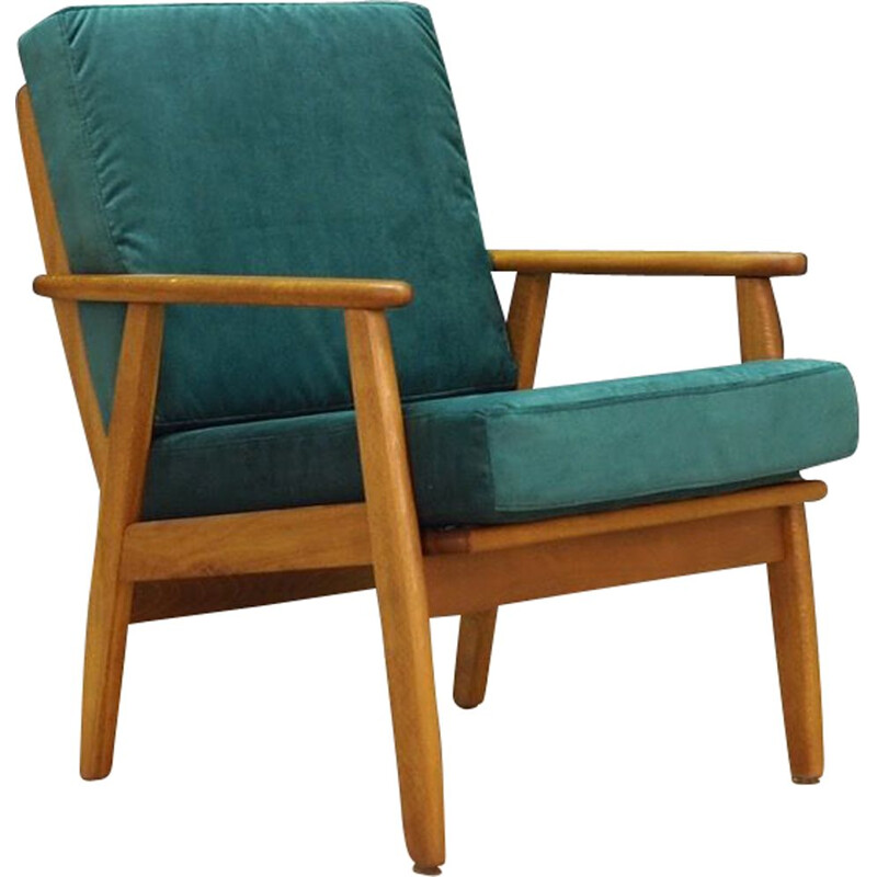 Vintage green armchair velour, Danish 1970