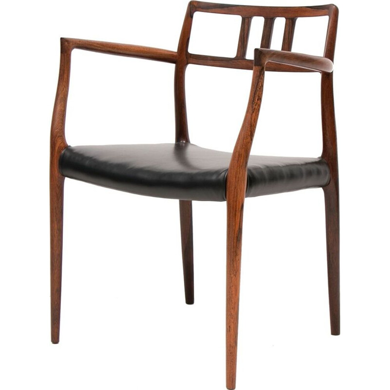 Vintage Rosewood and Leather armchair Model 64 by Niels O. Møller Danish 1966