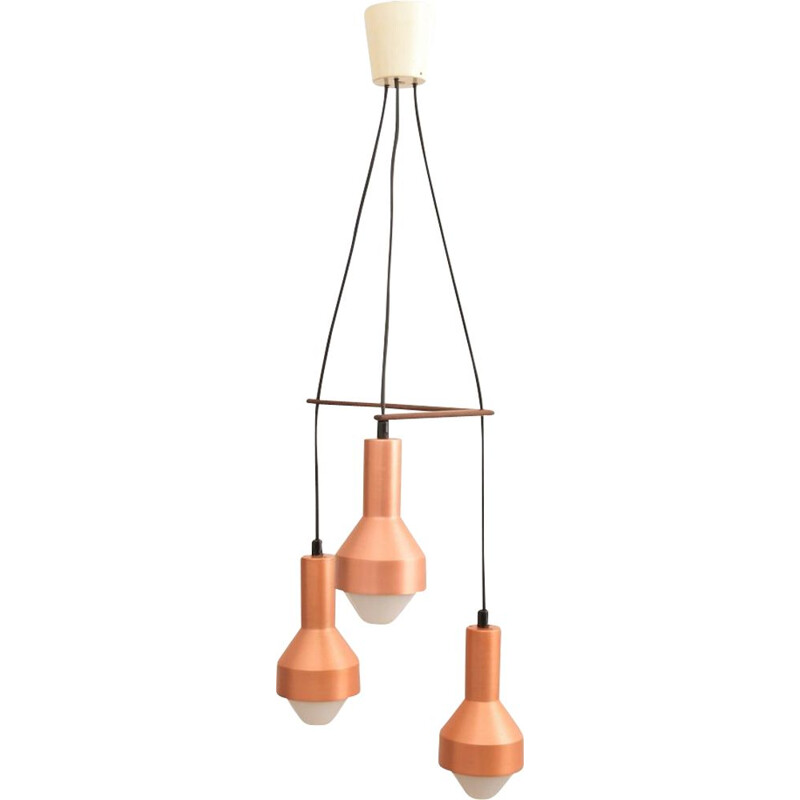 Vintage anodized copper chandelier by Tapio Wirkkala for Idman