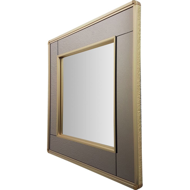 Vintage Gold plated mirror with smoked and clear mirror glass by Belgo Chrom, 1980s