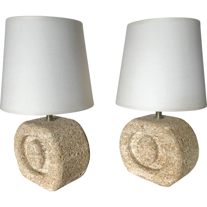 Pair of vintage stone lamps