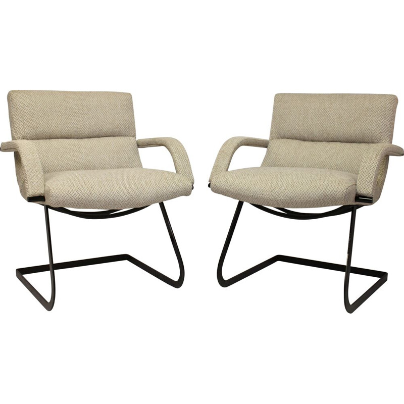 Pair of vintage Bauhaus steel armchairs 1960