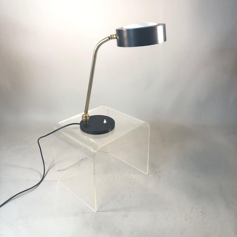 Vintage lamp Jumo gold metal black and white