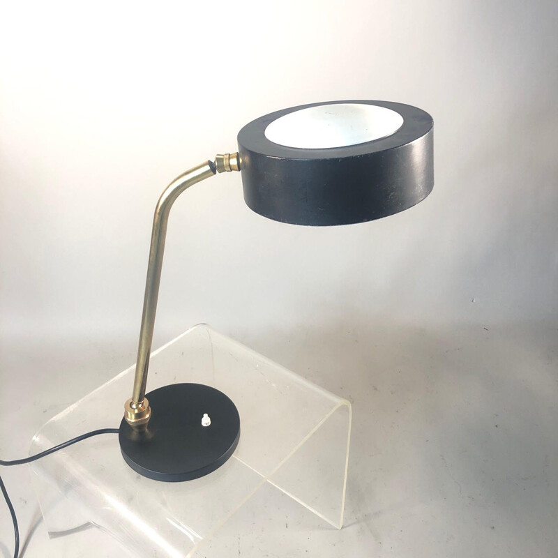 Vintage lamp Jumo gold metal black and white