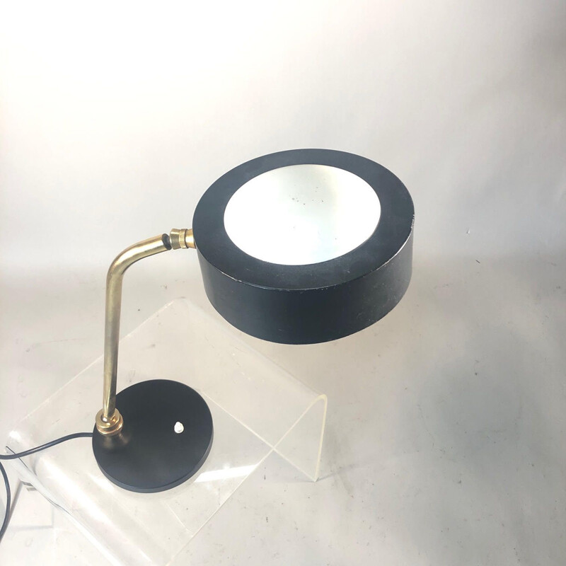 Vintage lamp Jumo gold metal black and white