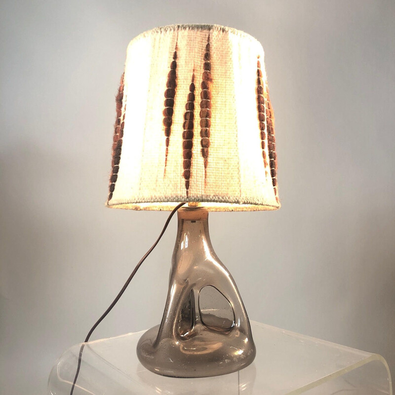 Paire de lampes vintage en verre soufflé et bullé Biot