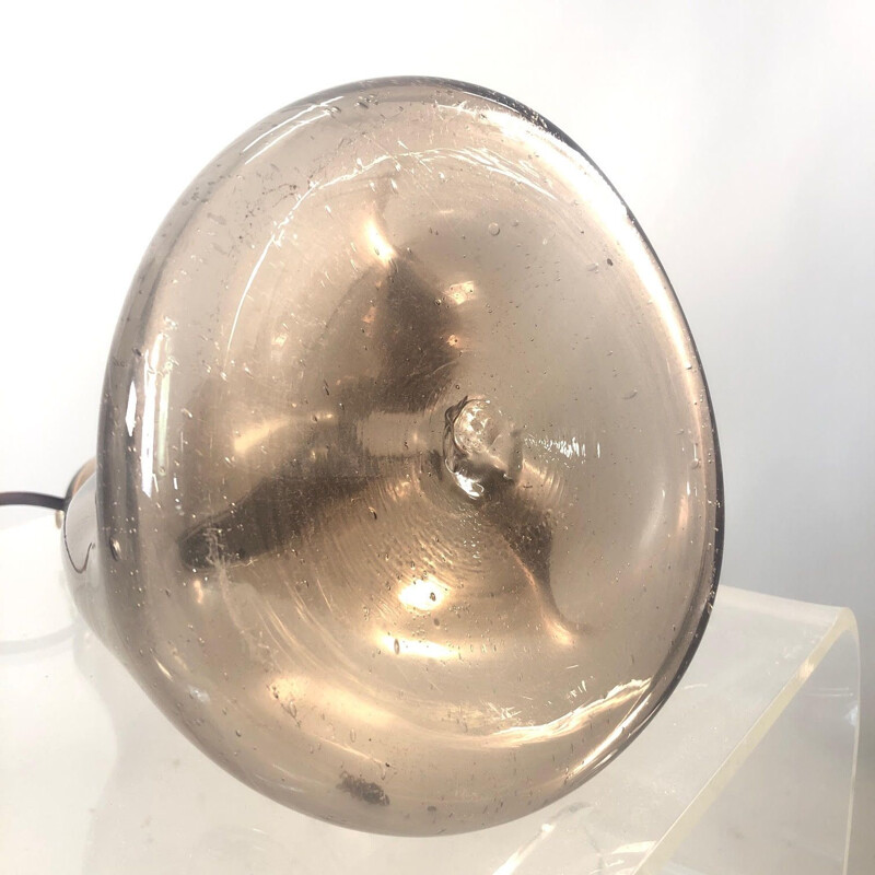 Paire de lampes vintage en verre soufflé et bullé Biot
