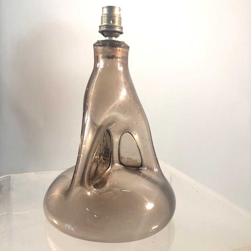 Paire de lampes vintage en verre soufflé et bullé Biot