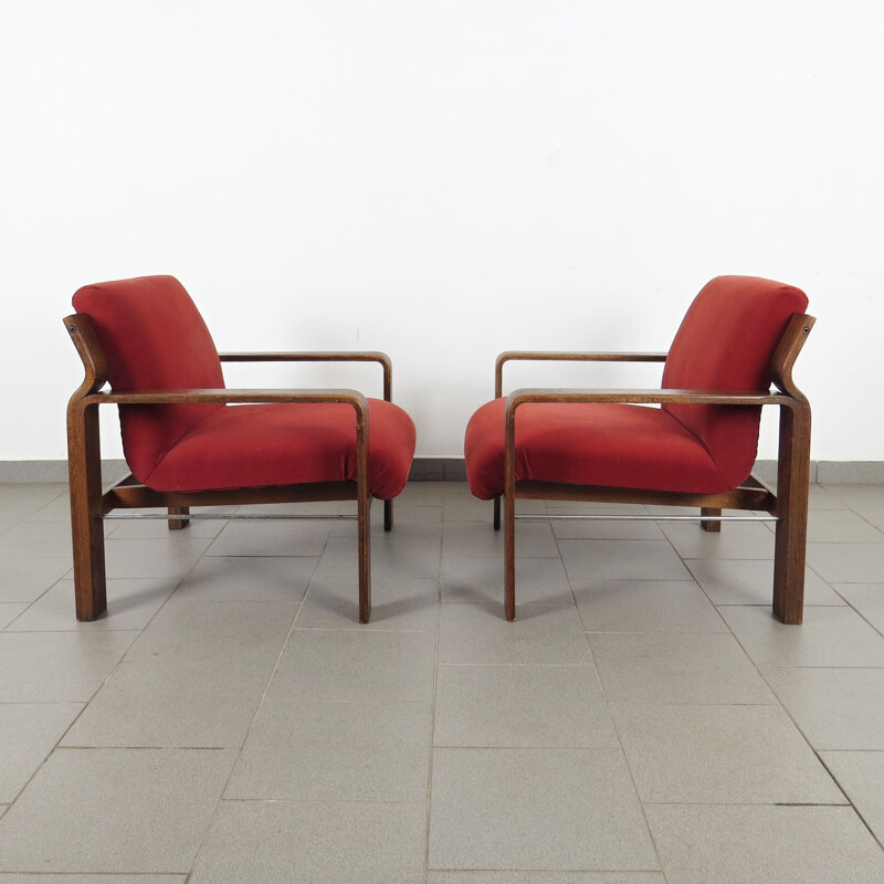 Pair of vintage armchairs by Ludvik Volak, Czechoslovakia 1970