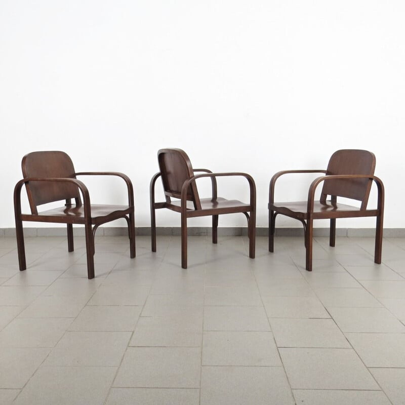 Set of 3 Vintage Armchair by Tatra Pravenec  Czechoslovakia 1950