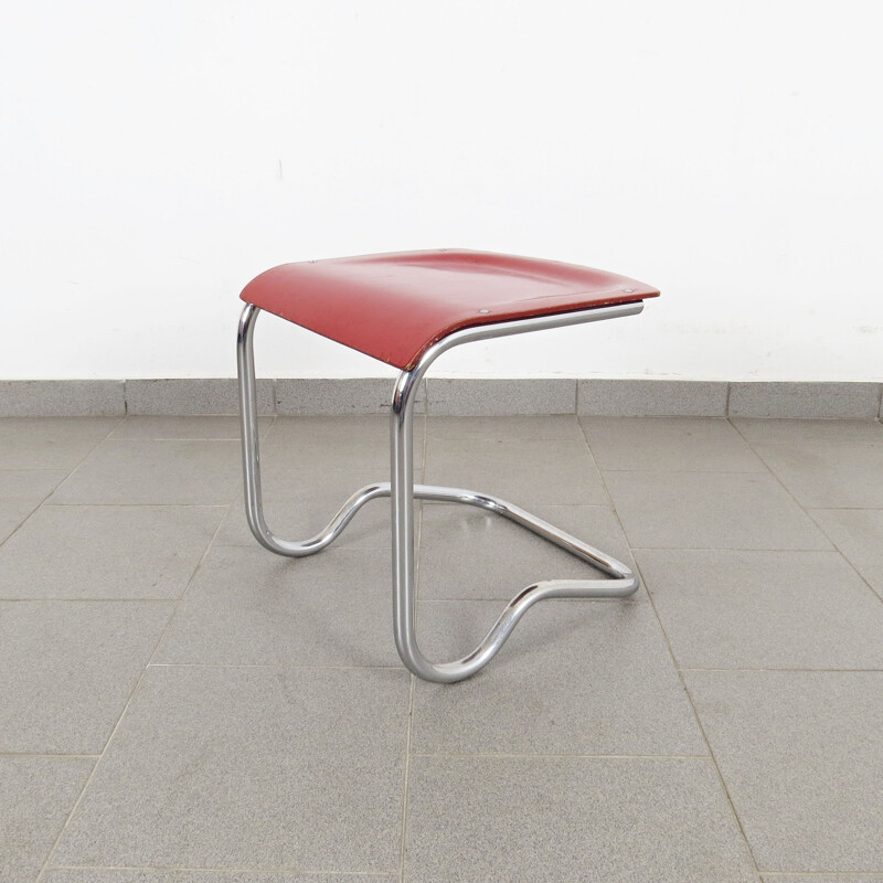 Vintage Tubular stool by SAB Czechoslovakia 1930