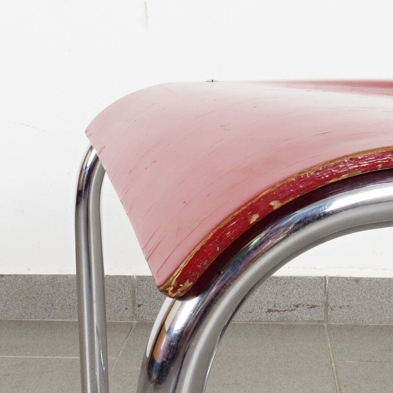 Tabouret tubulaire vintage de SAB Tchécoslovaquie 1930