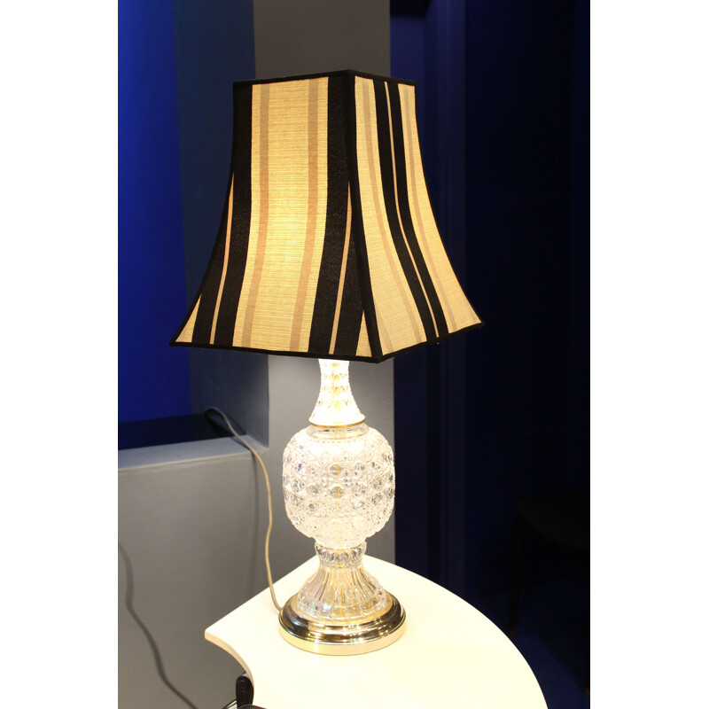 Vintage Brass and Crystal Table Lamp 1970