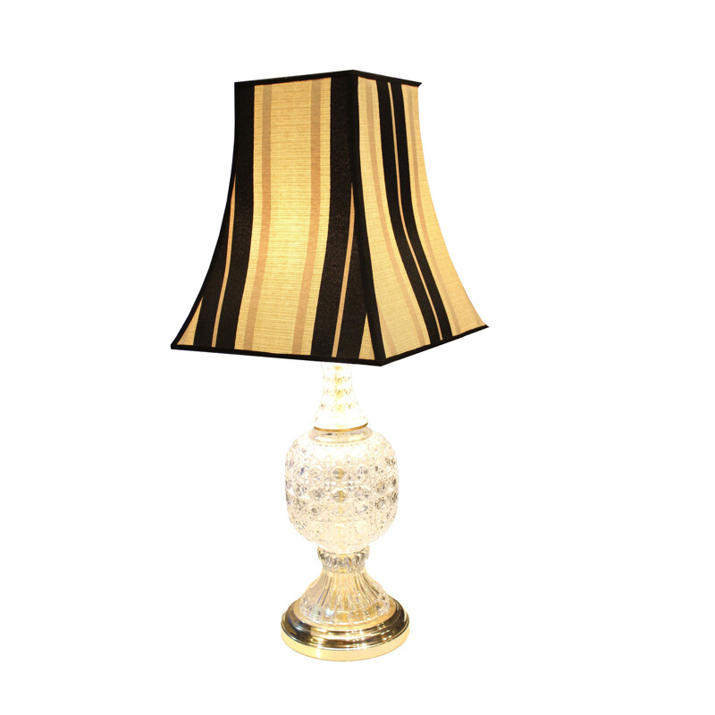 Vintage Brass and Crystal Table Lamp 1970