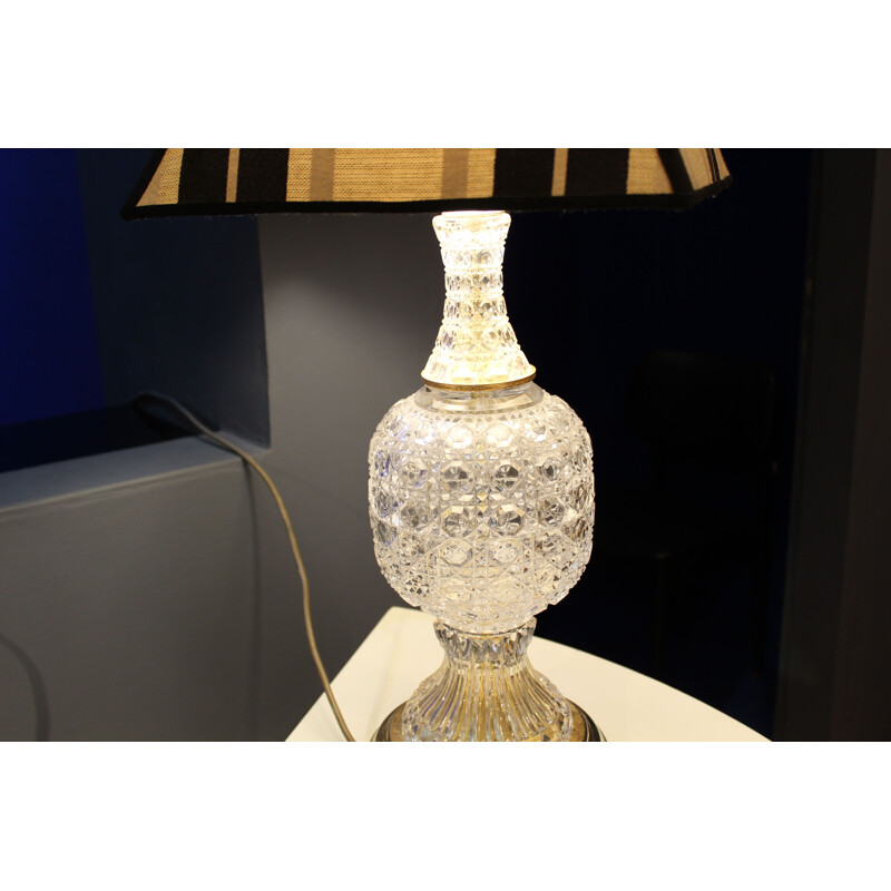 Lampe de table Vintage en laiton et cristal 1970