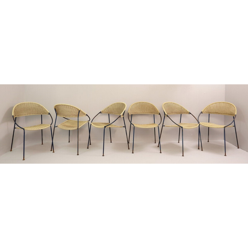 Set of 6 vintage chairs Du41 by Gastone Rinaldi for Rima, Italy 1956