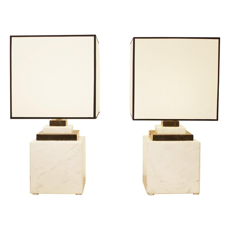 Pair of vintage marble lamps 1980