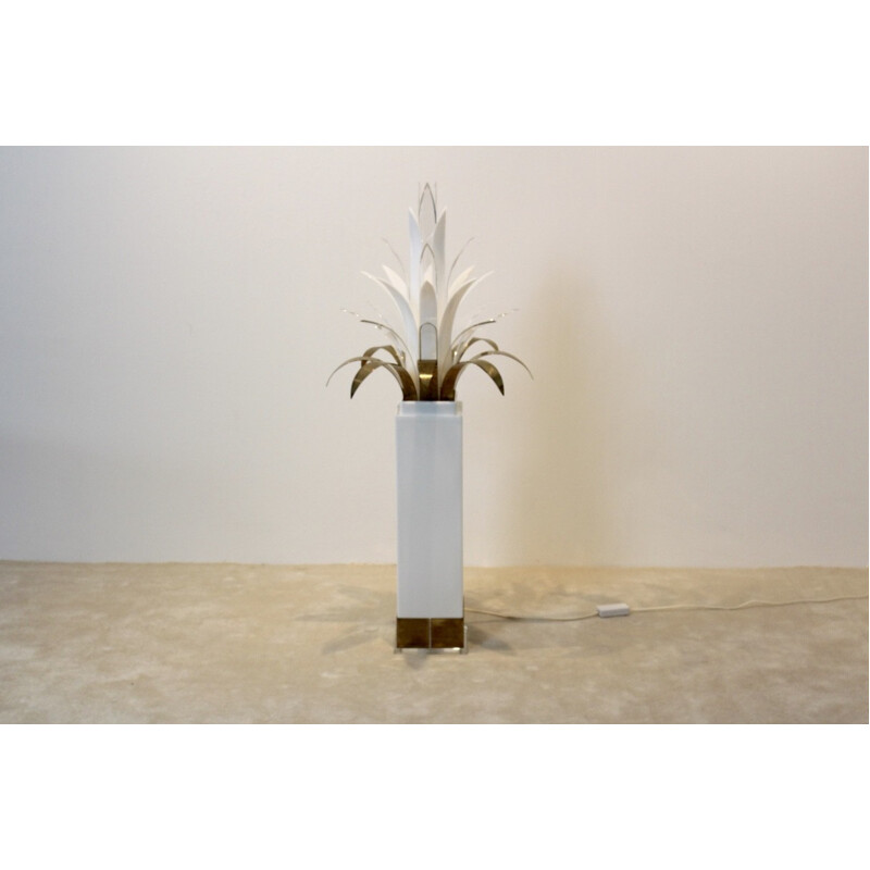 Bergers Design palm tree lamp in lucite and brass, Peter DOFF - 1970s