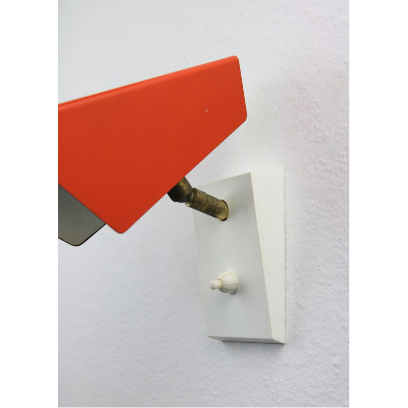 Mid-century metal & brass wall sconce