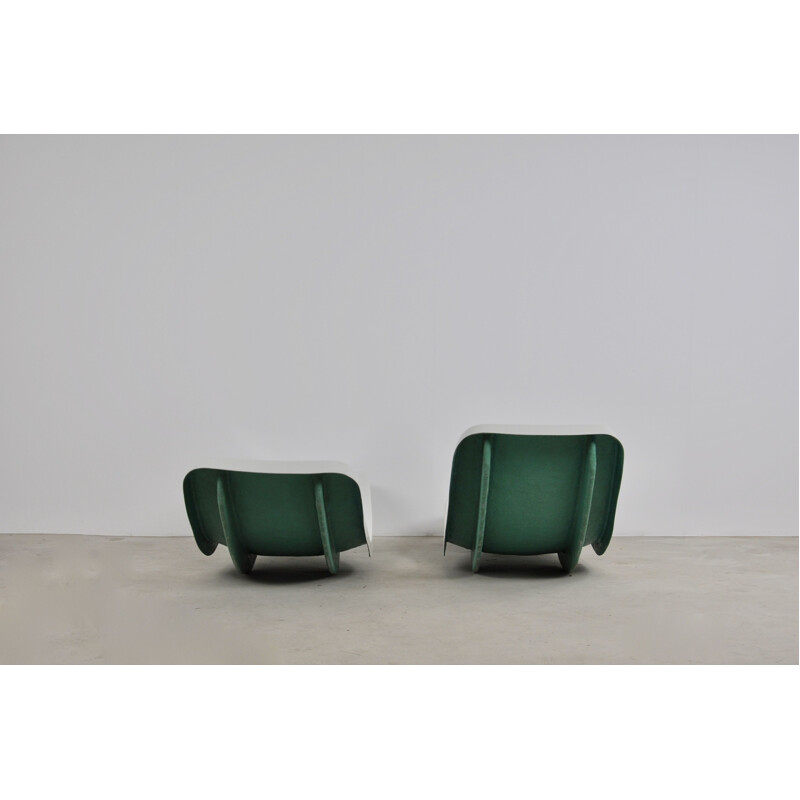 Pair of Vintage White Eurolax Club Med Deck Chairs by Charles Zublena, 1960s
