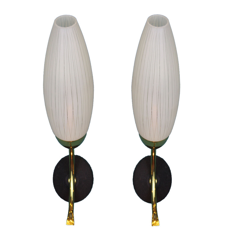 Pair of  opaline glass wall lights 1950's