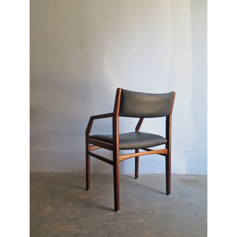 Vintage Chair in black leather and wood 1960s