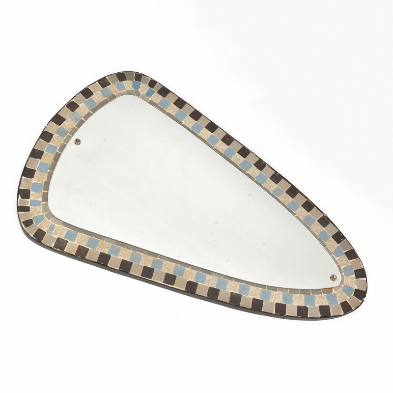 Miroir asymétrique vintage suspendu  Belgique 1960