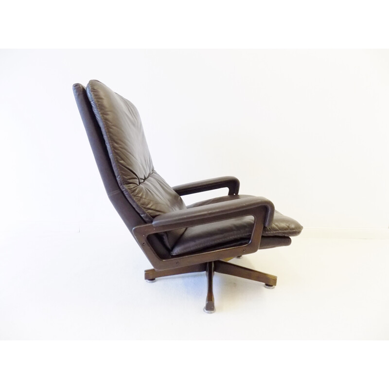 Vintage Strässle King chair brown leather armchair by Andre Vandenbeuck by WK