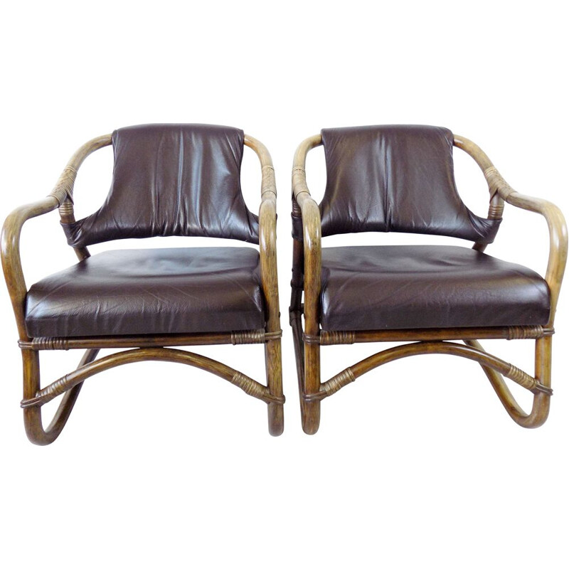 Pair of  vintage Bamboo lounge chairs Danish