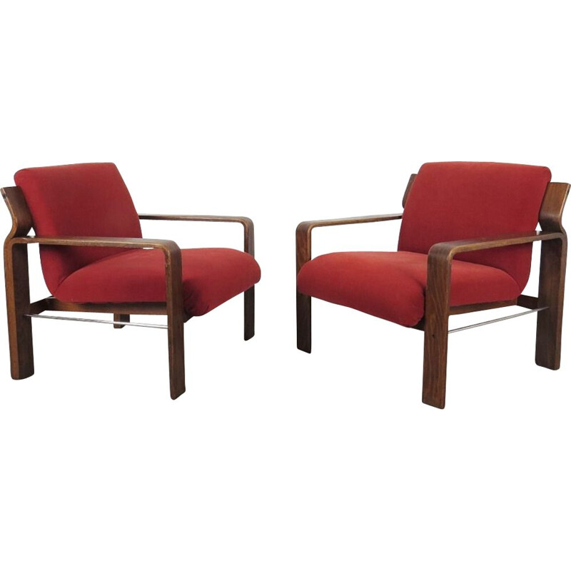 Pair of vintage armchairs by Ludvik Volak, Czechoslovakia 1970