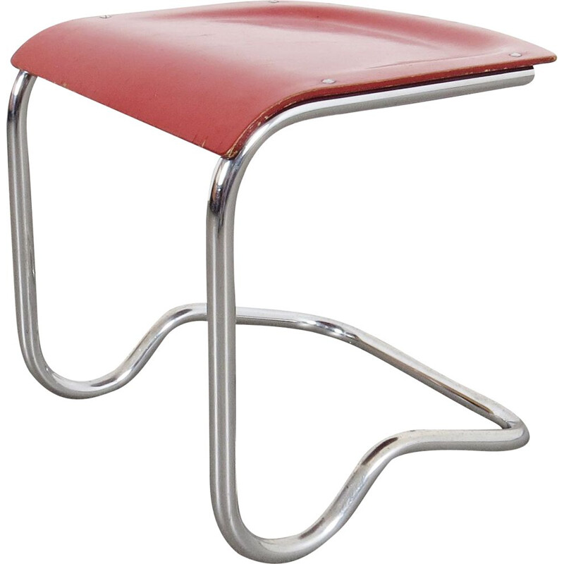 Vintage Tubular stool by SAB Czechoslovakia 1930