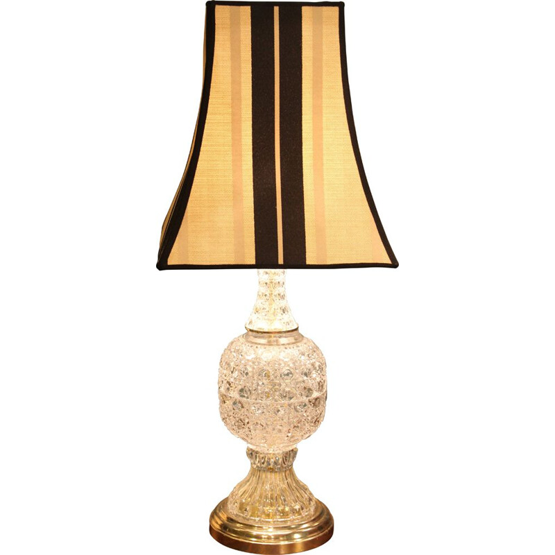 Vintage Brass and Crystal Table Lamp 1970