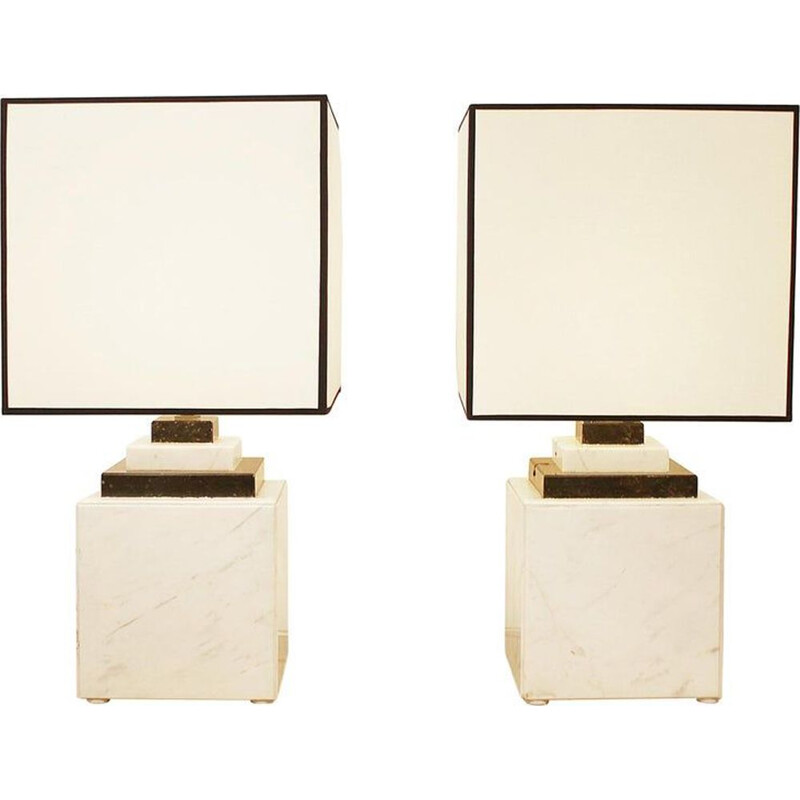 Pair of vintage marble lamps 1980