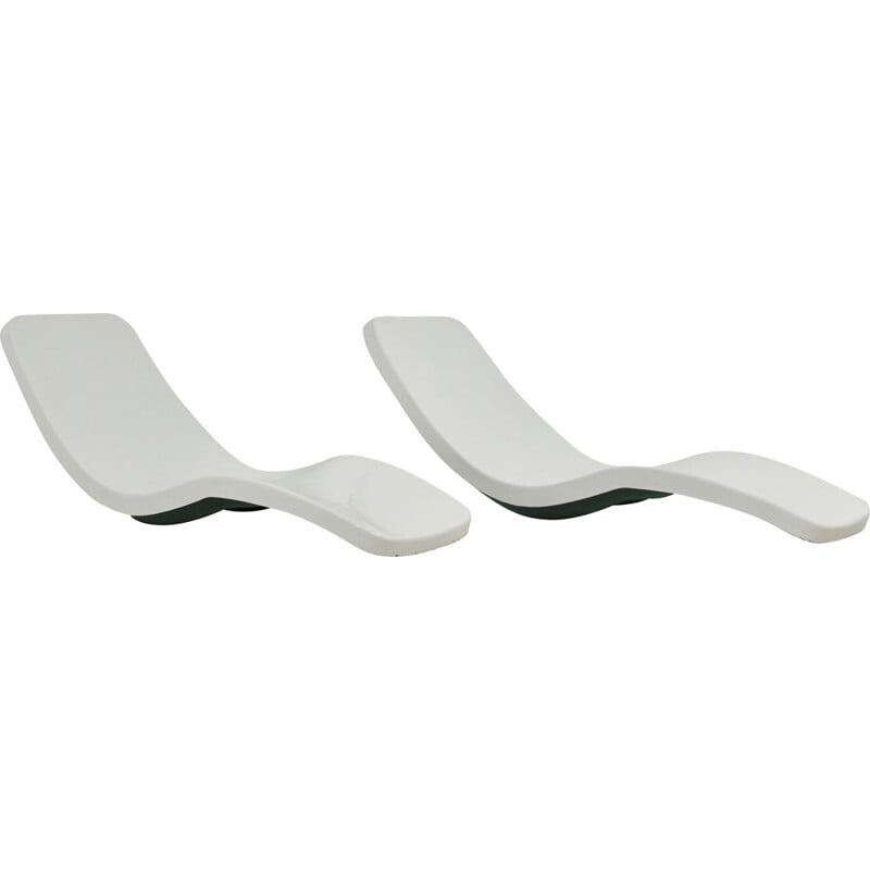 Paire de chaises longues vintage Eurolax Club Med blanc par Charles Zublena, 1960