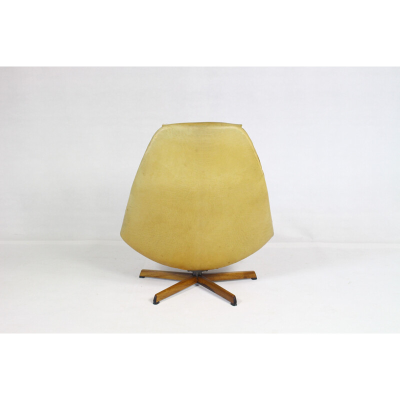 Fauteuil lounge vintage en cuir avec ottoman par Madsen & Schubell 1960