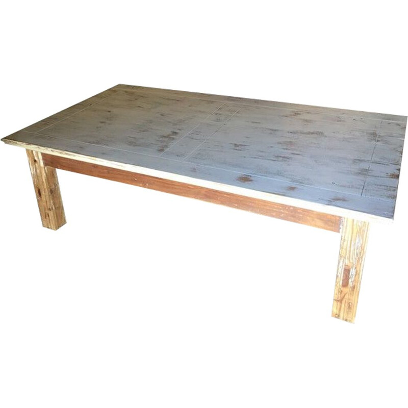 Large table basse vintage bois 1990