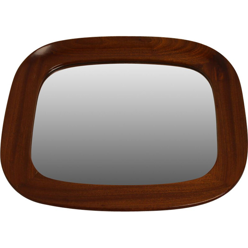 Miroir vintage avec large bord en bois