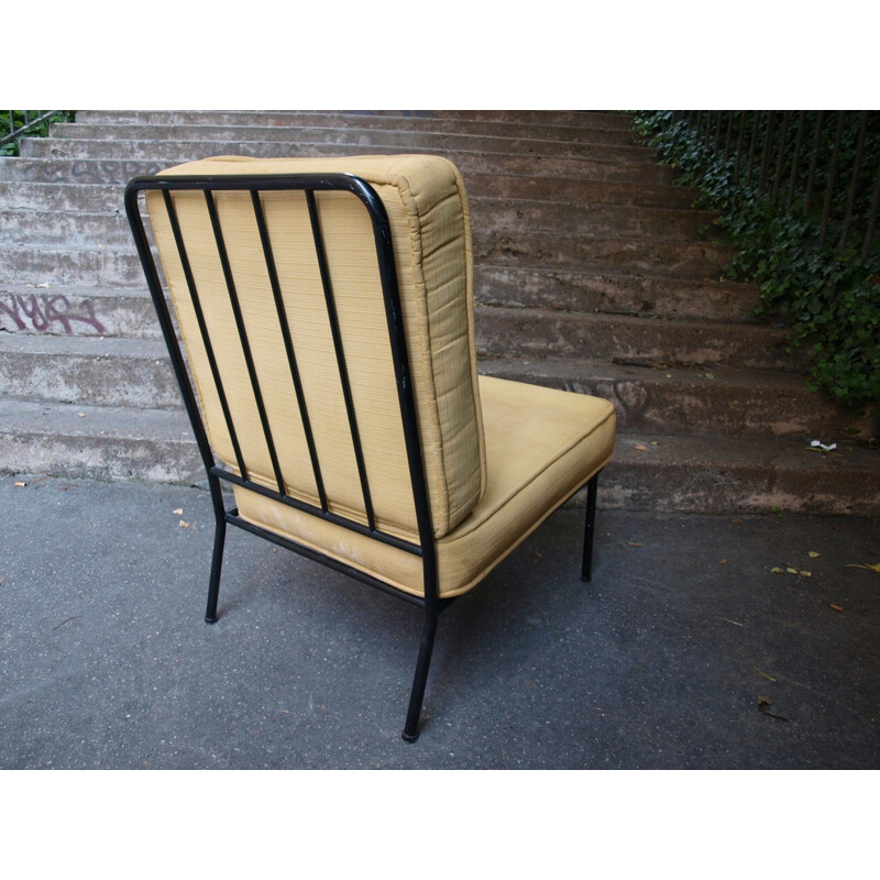 Italian beige low chair in metal - 1950s