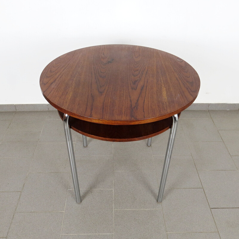 Table basse tubulaire vintage de Robert Slezak Tchécoslovaquie 1930