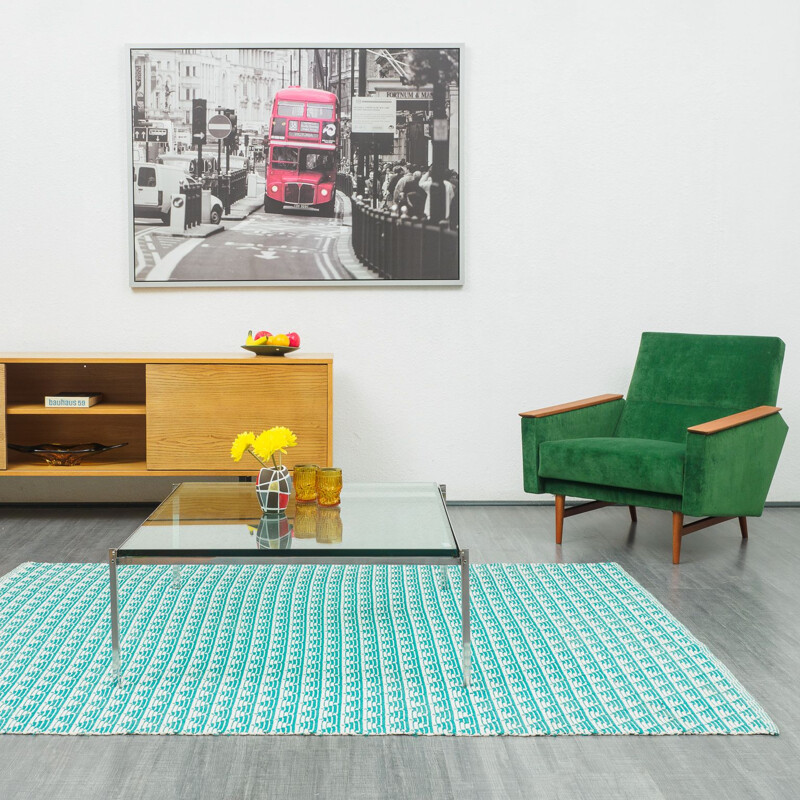 Vintage coffee table, glass & chrome 1970s