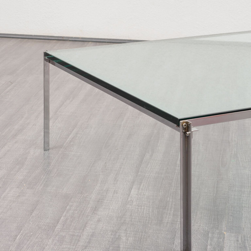 Vintage coffee table, glass & chrome 1970s